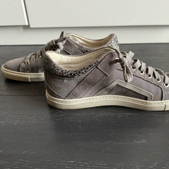 Alessandro Dell’ Acqua Suede Rhinestone Lace-up Sneakers Grey EU 37 - Picture 2 of 9